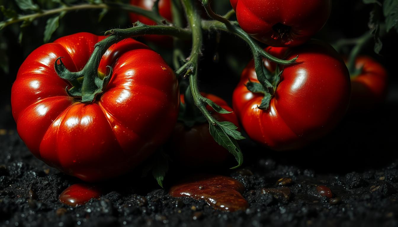Tomatoes splitting after heavy rain.